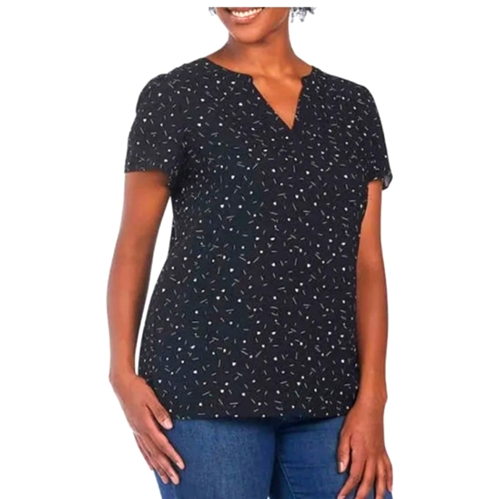 Hilary Radley Black Heart/Slash Blouse